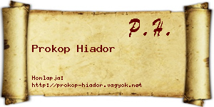 Prokop Hiador névjegykártya